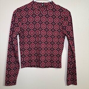 Forever 21 Red, white, navy blue Hexagon long sleeve Shirt